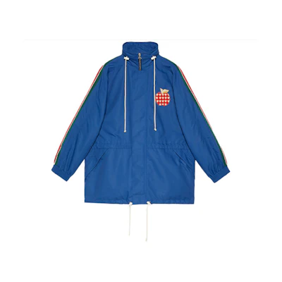 Gucci Blue Logo Apple Stripe Print Jacket 663646-ZAHC7-4211