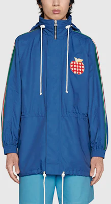 Gucci Blue Logo Apple Stripe Print Jacket 663646-ZAHC7-4211 Lookbook Gucci Blue Logo Apple Stripe Print Jacket 663646-ZAHC7-4211