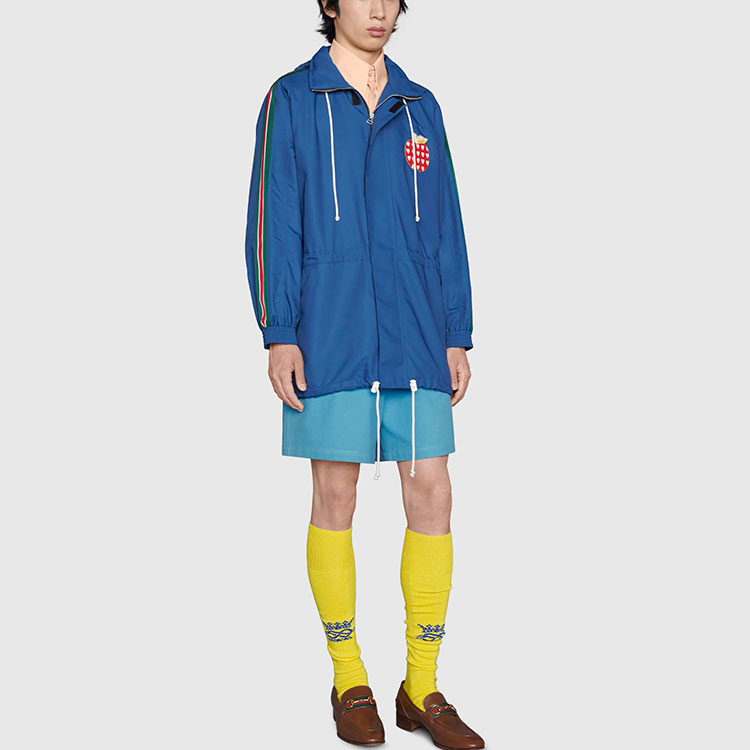 Purchase Gucci Blue Logo Apple Stripe Print Jacket 663646-ZAHC7-4211