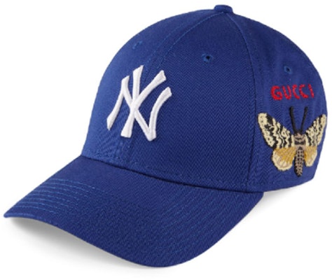 GUCCI 藍色刺繡蝴蝶補丁棒球帽 男女通用. 538565-4HE20-4300 Lookbook GUCCI 藍色刺繡蝴蝶補丁棒球帽 男女通用. 538565-4HE20-4300