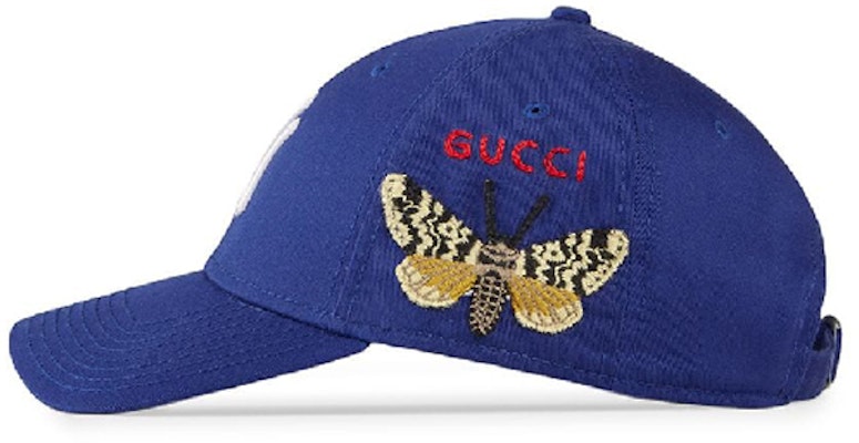 GUCCI 藍色刺繡蝴蝶補丁棒球帽 男女通用. 538565-4HE20-4300 Shop GUCCI 藍色刺繡蝴蝶補丁棒球帽 男女通用. 538565-4HE20-4300