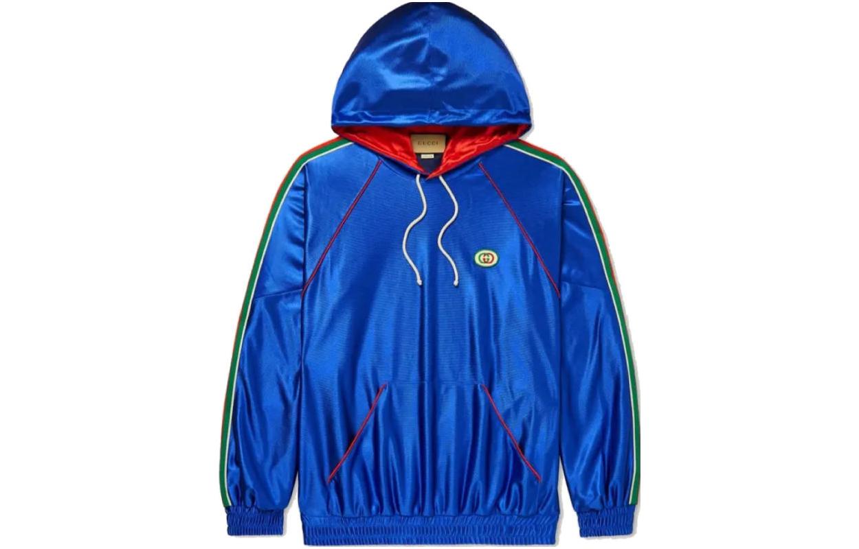 Gucci Blue Logo Embroidered Drawstring Hoodie 653373-XJDI9-4364