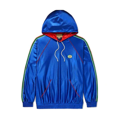 Gucci Blue Logo Embroidered Drawstring Hoodie 653373-XJDI9-4364