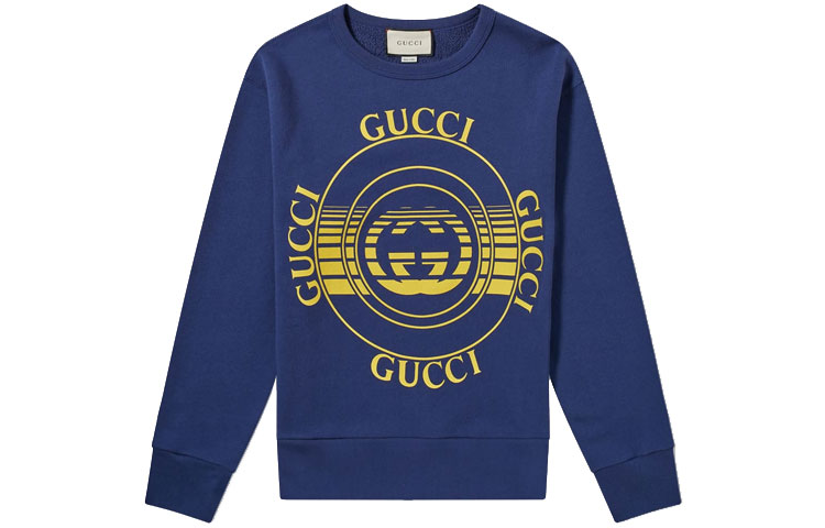 Gucci Blue Logo Print Crewneck Sweatshirt 475532-XJCRR-4535