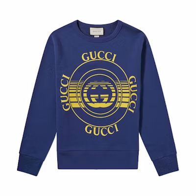 Gucci Blue Logo Print Crewneck Sweatshirt 475532-XJCRR-4535