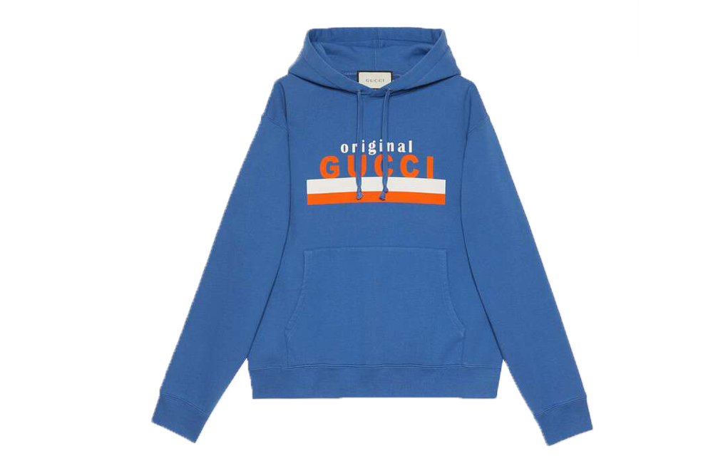 Gucci Blue Logo Print Hoodie for Men 626989-XJCOR-4370