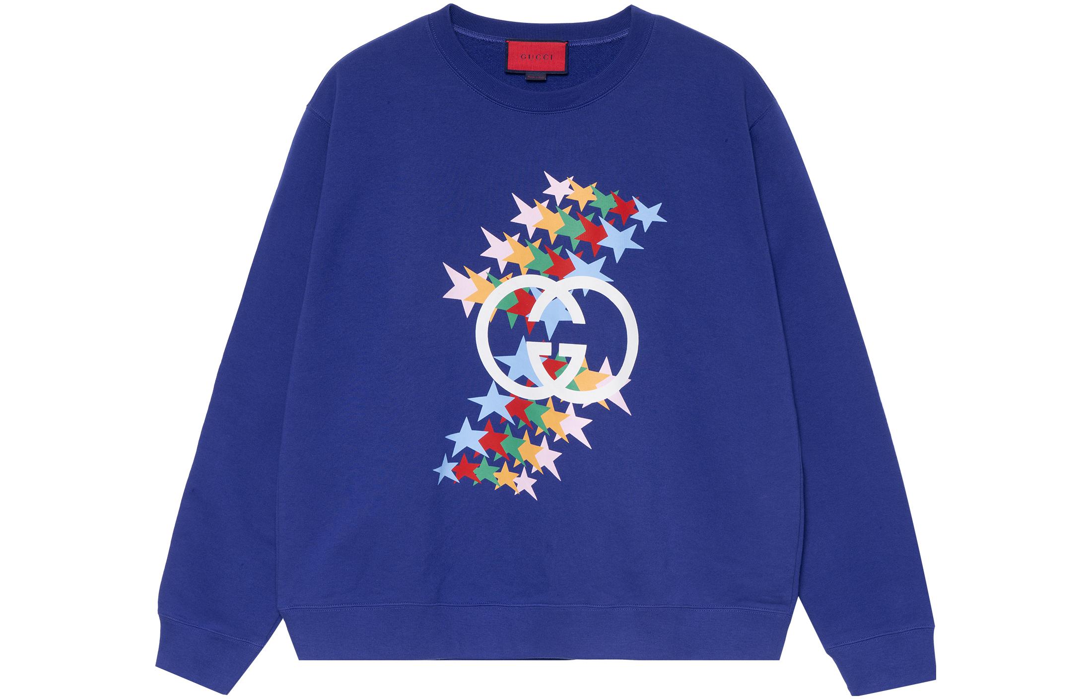 Gucci Blue Logo Star Print Crewneck Sweatshirt 626990-XJDNK-4120