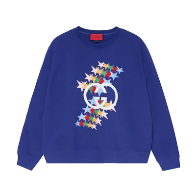 Gucci Blue Logo Star Print Crewneck Sweatshirt 626990-XJDNK-4120