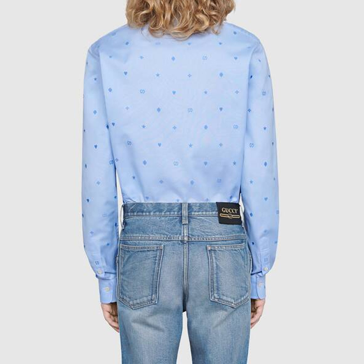 GUCCI Blue Long-Sleeve Logo Pattern Cotton Sun Protection Shirt 597962-ZAC24-4910 圖 4