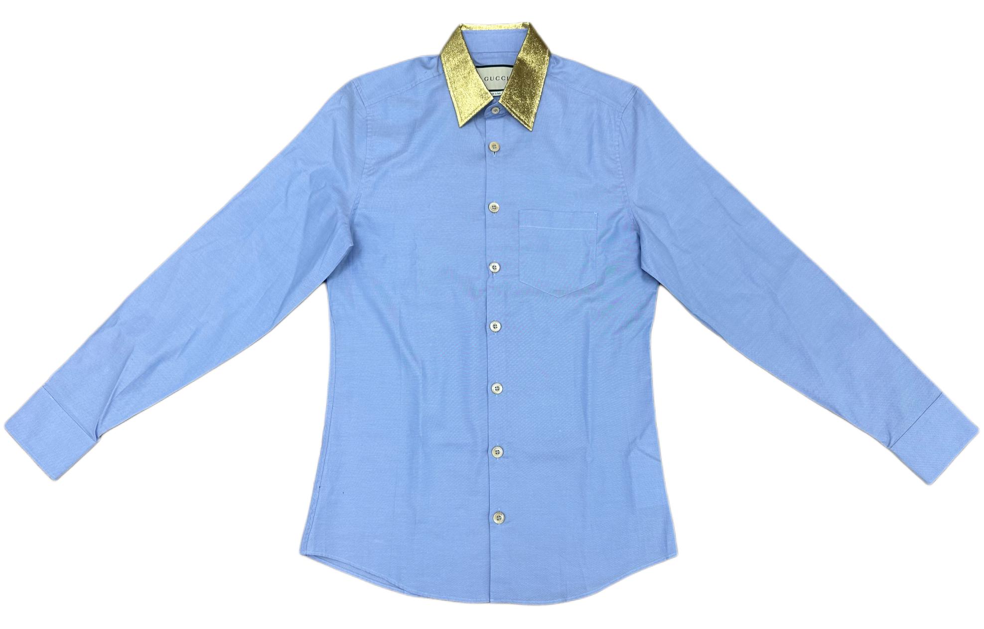 Gucci Blue Long-Sleeve Shirt with Contrasting Collar 521946-Z321B-4516