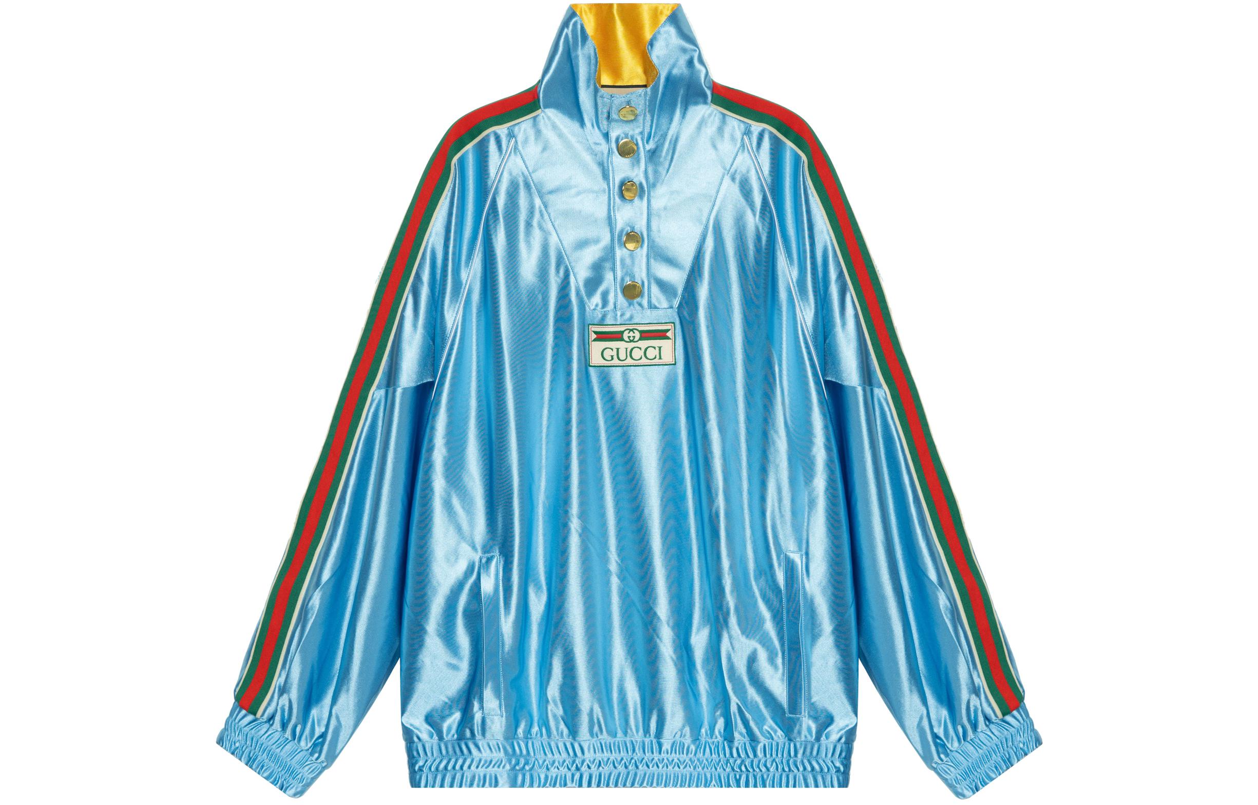 Gucci Blue Long Sleeve Sweatshirt with Stripe Logo 653372-XJDE6-4670