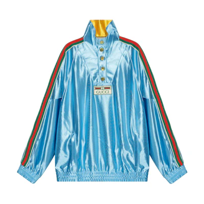 Gucci Blue Long Sleeve Sweatshirt with Stripe Logo 653372-XJDE6-4670