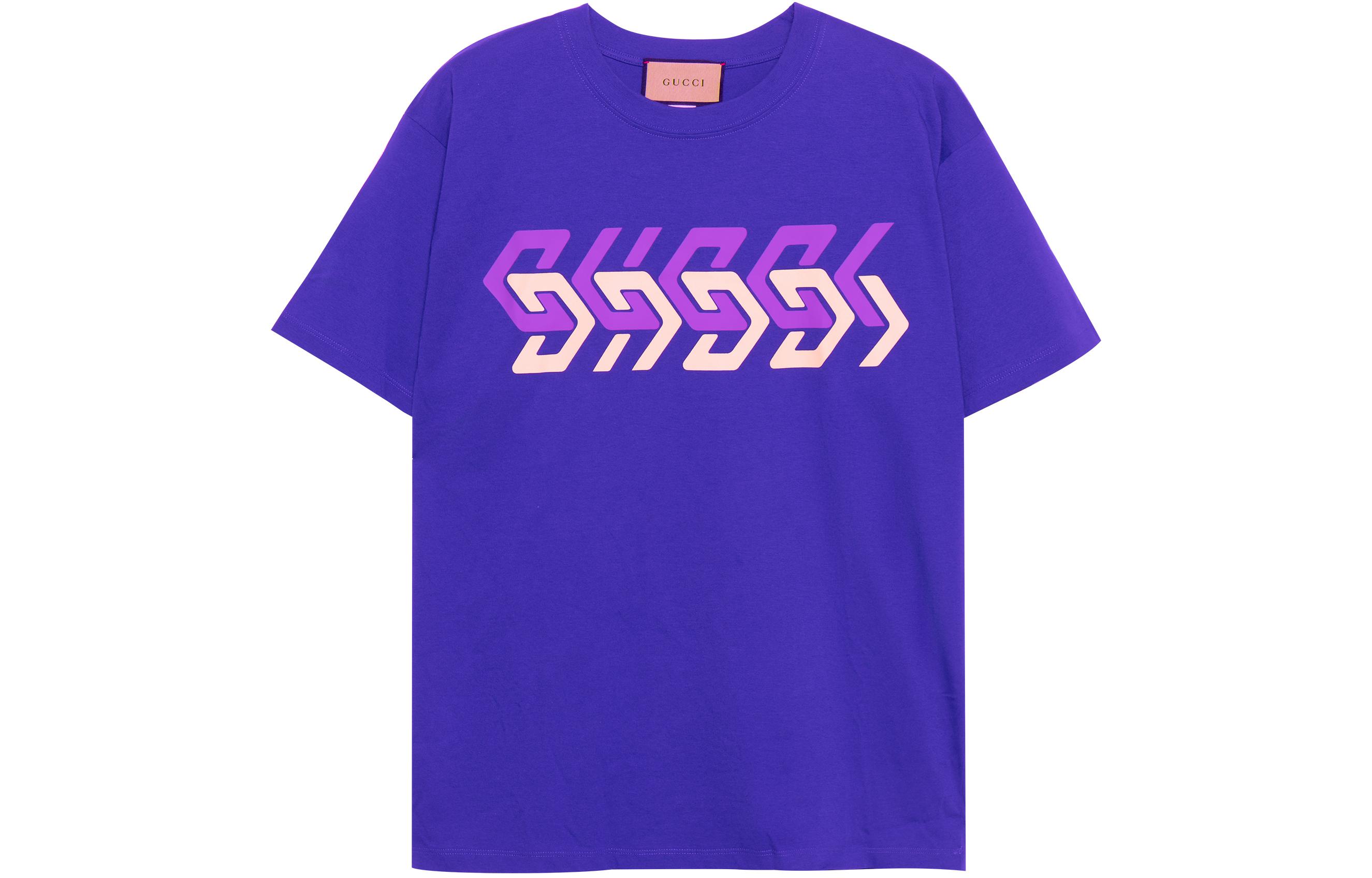 Gucci Blue Mirror Logo Print Crewneck Casual T-Shirt 616036-XJDV9-4120