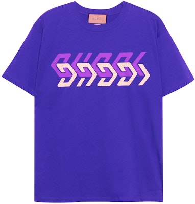 Gucci Blue Mirror Logo Print Crewneck Casual T-Shirt 616036-XJDV9-4120 Buy Gucci Blue Mirror Logo Print Crewneck Casual T-Shirt 616036-XJDV9-4120