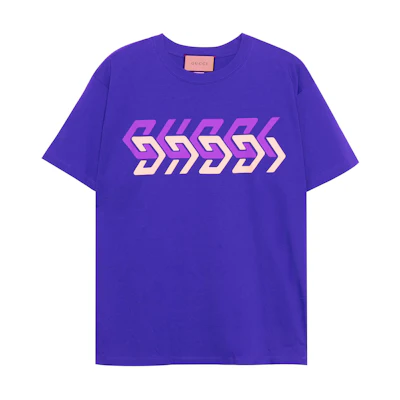 Gucci Blue Mirror Logo Print Crewneck Casual T-Shirt 616036-XJDV9-4120