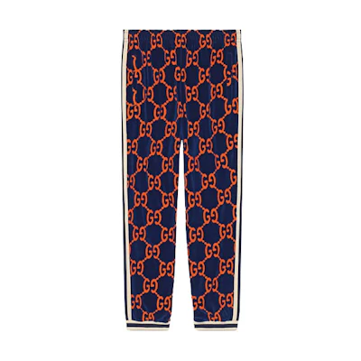 Gucci Blue Orange Logo Print Relaxed Fit Pants 522960-X9T39-4438