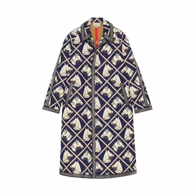 Gucci Blue Printed Long Sleeve Trench Coat for Men 716220-Z8A6L-4310