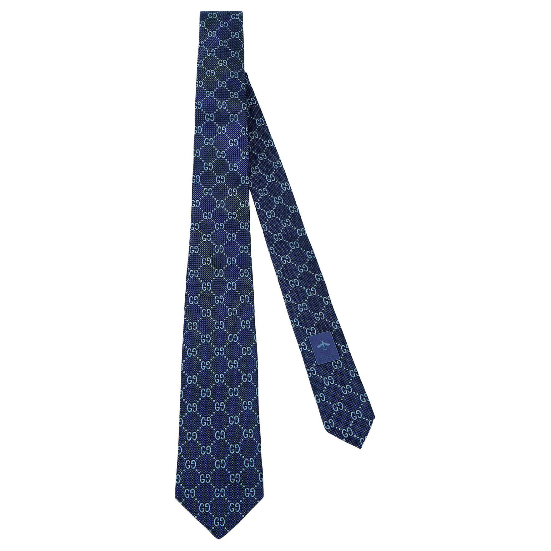 GUCCI Blue Printed Silk Tie 408865-4E002-4069 圖 2