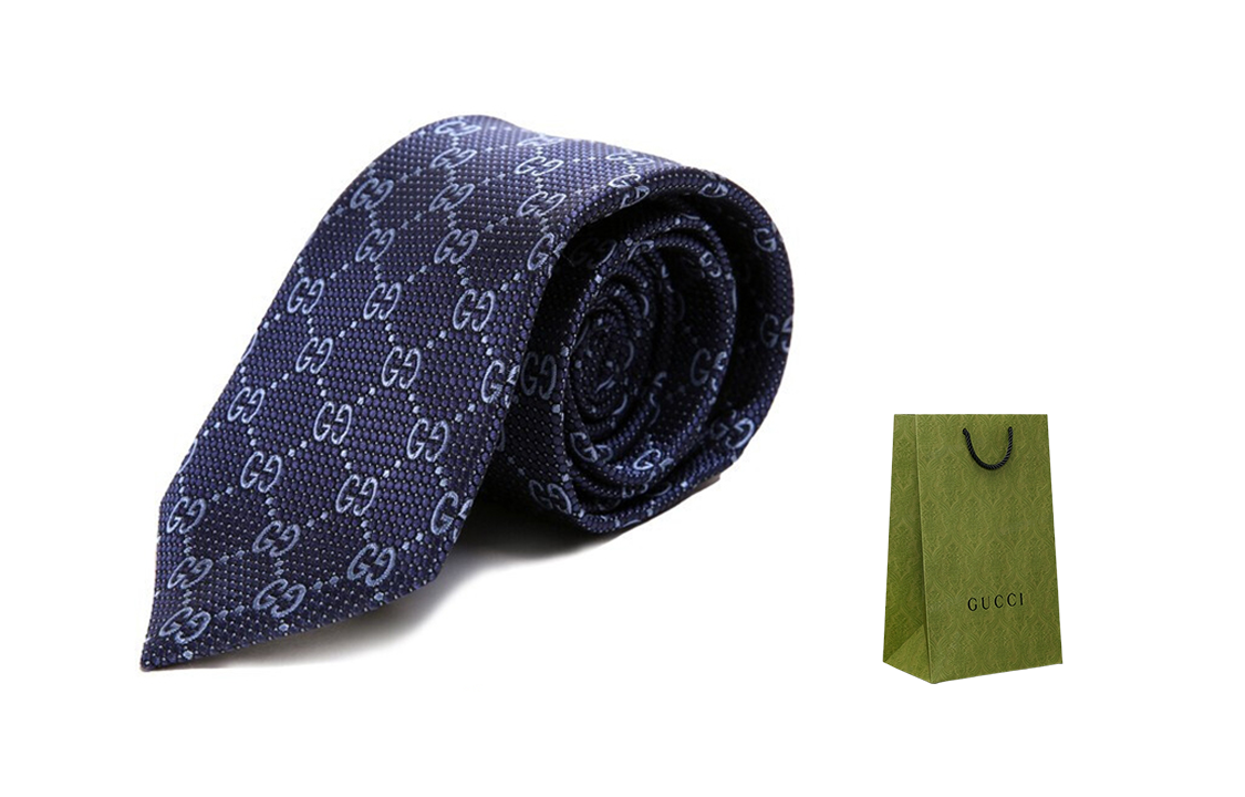 GUCCI Blue Printed Silk Tie 408865-4E002-4069 圖 5