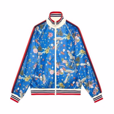 Gucci Blue Raglan Zip-Up Jacket with Stand Collar 672776-XJDTR-4370