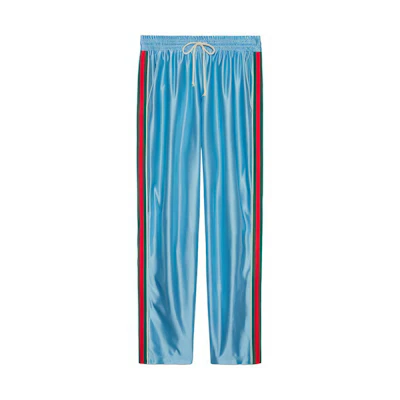 Gucci Blue SS21 Shiny Knit Jogger Pants for Men 654748-XJDE6-4670