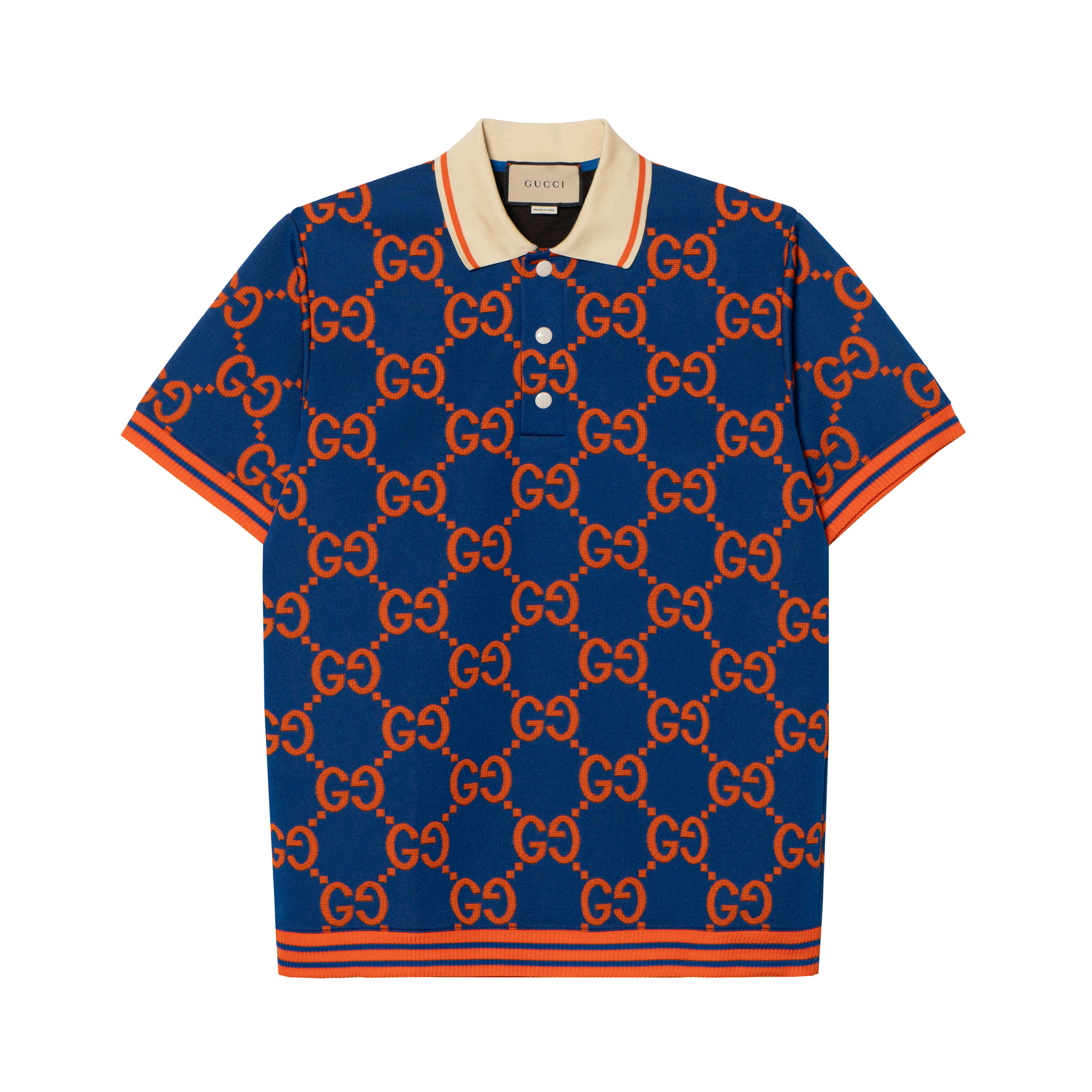 Gucci Blue SS23 Relaxed Fit All-over Print Polo Shirt 752173XJFSO4102