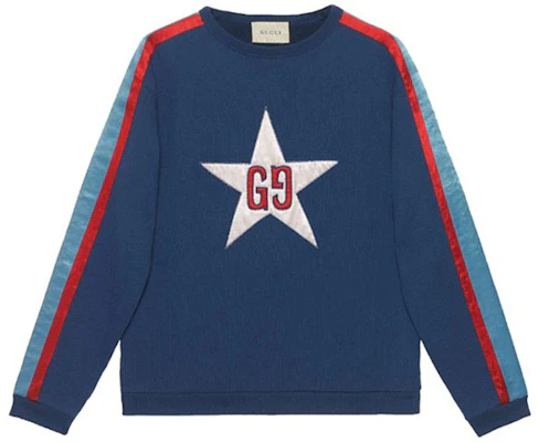 Gucci 藍色星星標誌條紋套頭衫運動衫 576065-XJBBQ-4429 Buy Gucci 藍色星星標誌條紋套頭衫運動衫 576065-XJBBQ-4429