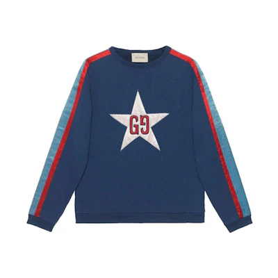 Gucci Blue Star Logo Striped Pullover Sweatshirt 576065-XJBBQ-4429