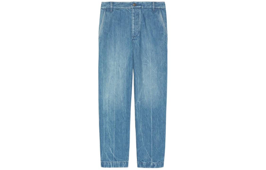 Buy Gucci Celana Jeans Denim Biru Straight-Leg Interlocking GG. 713917-XDB8F-4447