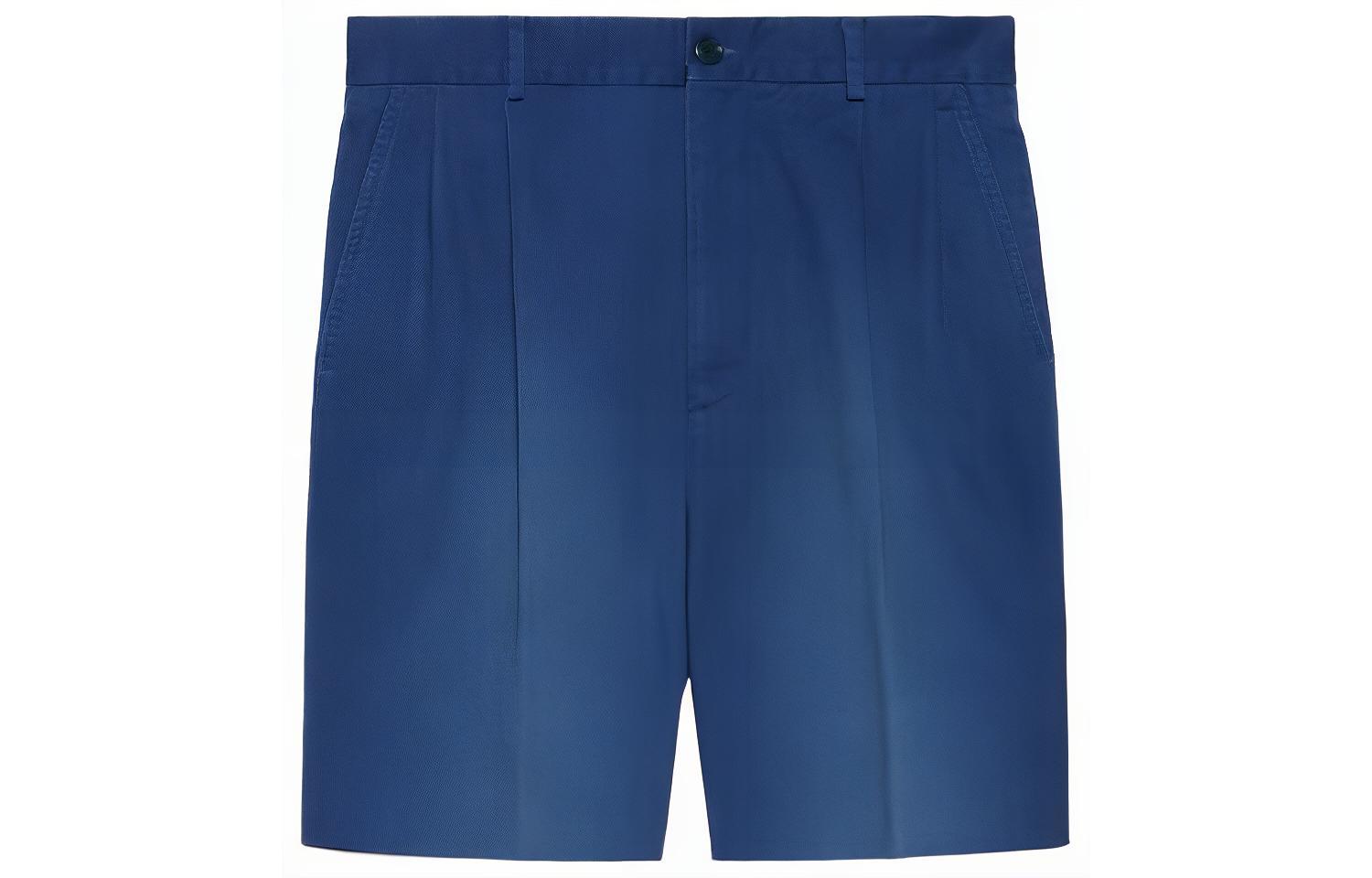 Gucci Blue Straight Casual Shorts with Pineapple Embroidery 671828-ZAHMH-4307