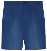 Gucci Blue Straight Casual Shorts with Pineapple Embroidery 671828-ZAHMH-4307 Gucci Blue Straight Casual Shorts with Pineapple Embroidery 671828-ZAHMH-4307