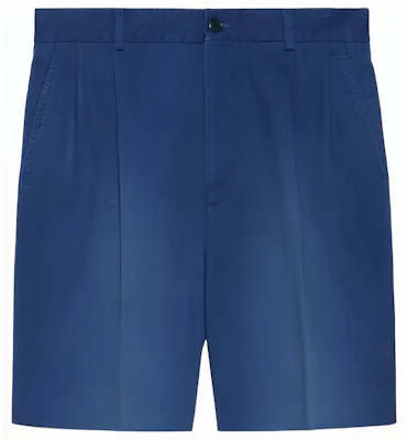 Gucci Blue Straight Casual Shorts with Pineapple Embroidery 671828-ZAHMH-4307 Buy Gucci Blue Straight Casual Shorts with Pineapple Embroidery 671828-ZAHMH-4307