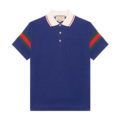 Gucci Blue Striped Button-Down Short-Sleeve Polo Shirt 713997-XJETR-4030