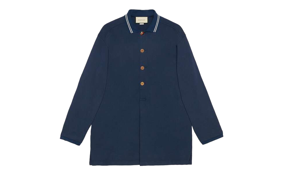 Gucci Blue Striped Long-Sleeve Polo Shirt 573268-XJA6J-4345