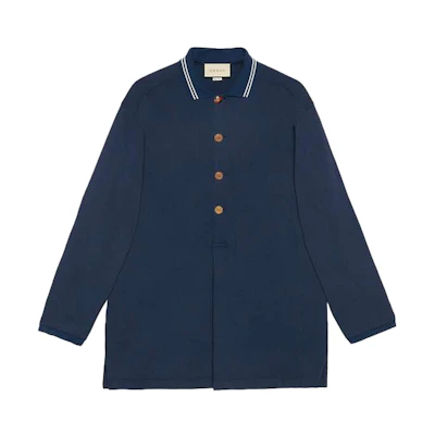 Gucci Blue Striped Long-Sleeve Polo Shirt 573268-XJA6J-4345