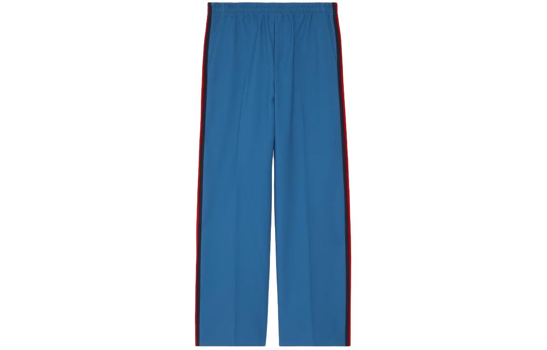 Gucci Blue Striped Mid-Rise Straight Casual Pants SS24 762510-Z798C-4737