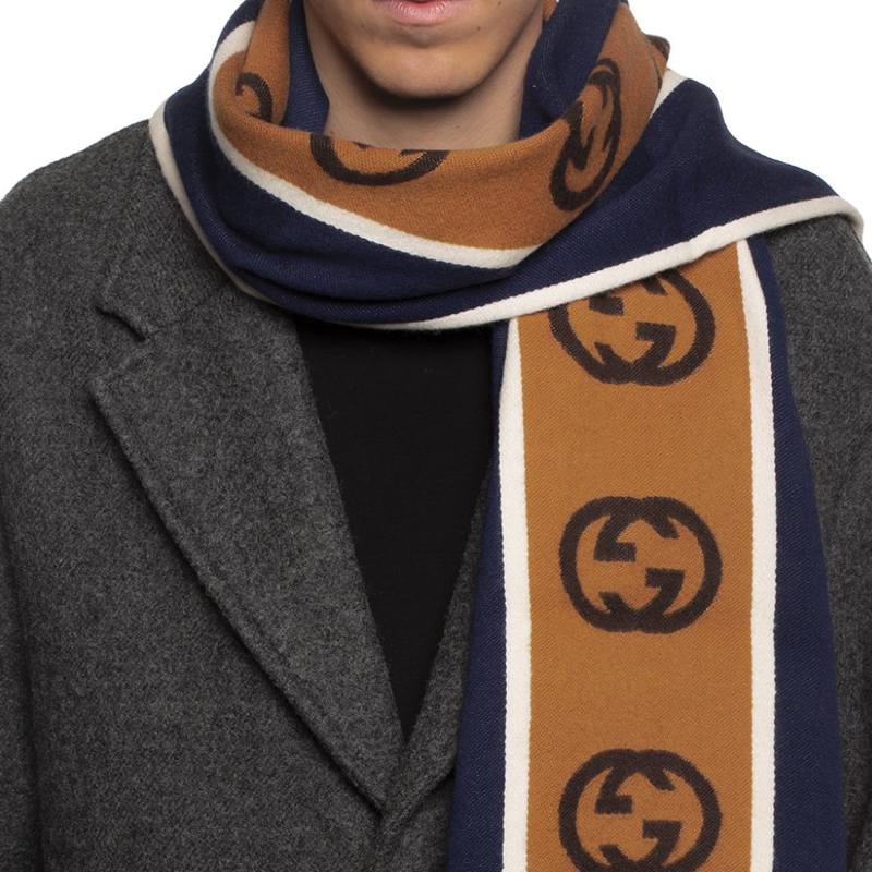 GUCCI Blue Striped Scarf with Interlocking G Logo 575605-4G184-4379 圖 4