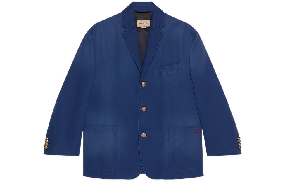 Gucci Blue Twill Cotton Blazer SS23 Collection 722497-ZALUG-4307