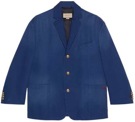 Gucci 藍色斜紋棉質西裝外套 SS23 系列 722497-ZALUG-4307 Buy Gucci 藍色斜紋棉質西裝外套 SS23 系列 722497-ZALUG-4307