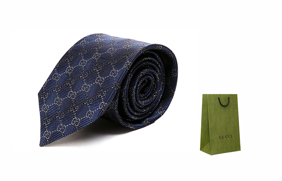 Purchase GUCCI 藍色印花斜紋絲綢領帶 408869-4E002-4162