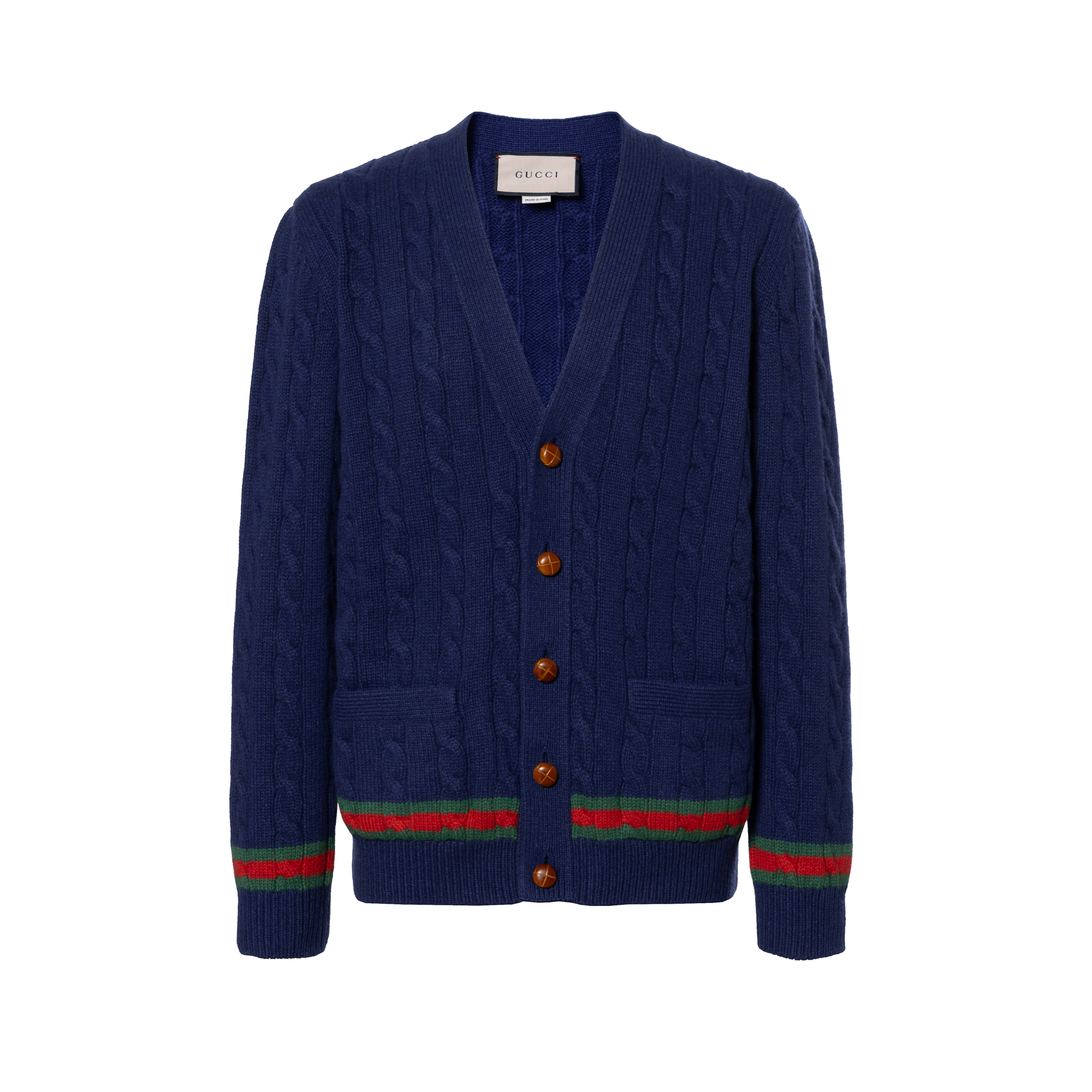 Gucci Blue V-Neck Button-Up Loose Fit Knit Cardigan Sweater 673487-XKB2N-4684