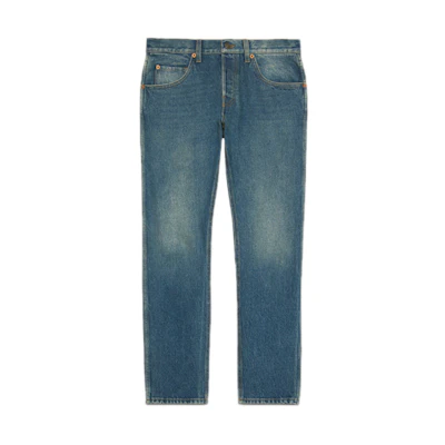 Gucci Blue Washed Marble Tapered Jeans 408637-XDBBQ-4011