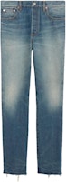 Gucci Blue Washed Straight-Leg Zipper Side Pocket Jeans 760651-XDCO1-4011 Gucci Blue Washed Straight-Leg Zipper Side Pocket Jeans 760651-XDCO1-4011