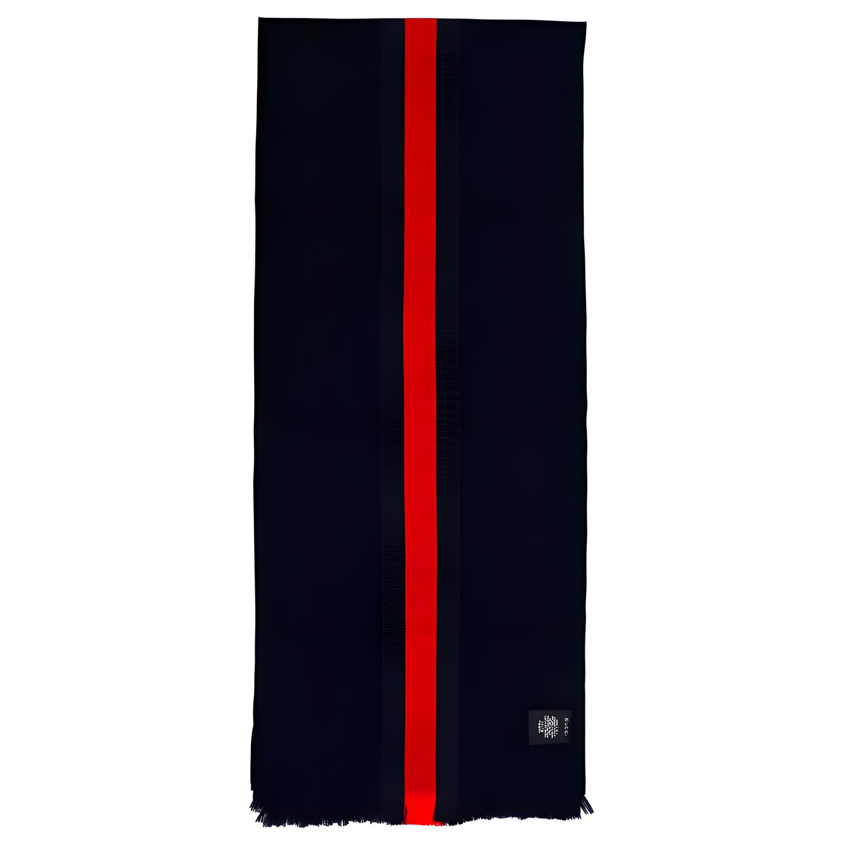 GUCCI Blue Wool Cashmere Silk Tassel Scarf 475513-4G487-4068