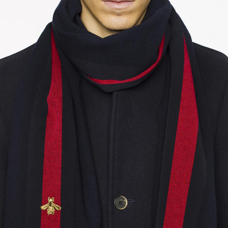 GUCCI Blue Wool Cashmere Silk Tassel Scarf 475513-4G487-4068 圖 5