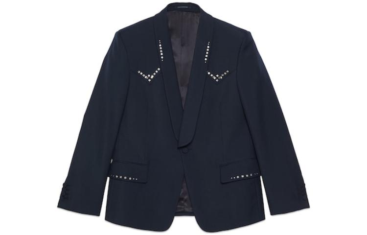 Gucci Blue Wool Twill Jacket with Crystal Embroidery Men’s SS23 740448ZANXM4330