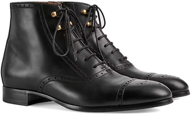 Gucci Boot Hitam dengan Detail Brogue di Pergelangan Kaki 658237-1W600-1000 Order Gucci Boot Hitam dengan Detail Brogue di Pergelangan Kaki 658237-1W600-1000
