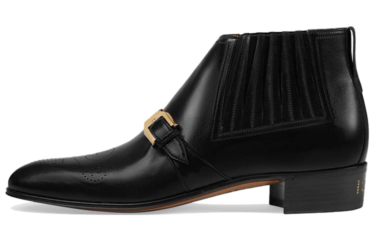 Gucci Brogue Leather Ankle Boots 'Double G Black' 563268-06F00-1000