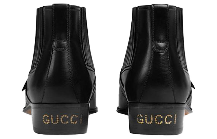 Purchase グッチ ダブルG ブラック レザー ブローグ アンクルブーツ 563268-06F00-1000