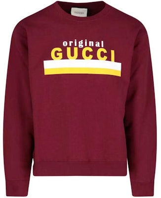 Gucci Brown and Red Knit Pullover Sweater with Logo Print 626990-XJCOR-6417 Buy Gucci Brown and Red Knit Pullover Sweater with Logo Print 626990-XJCOR-6417